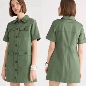 J. Crew Olive Green Gamine Mini Shift Shirt-Dress, like new, 12